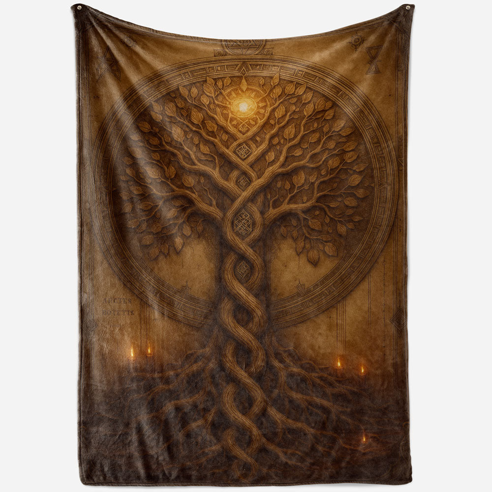 Plaid arbre de vie Yggdrasil style nordique