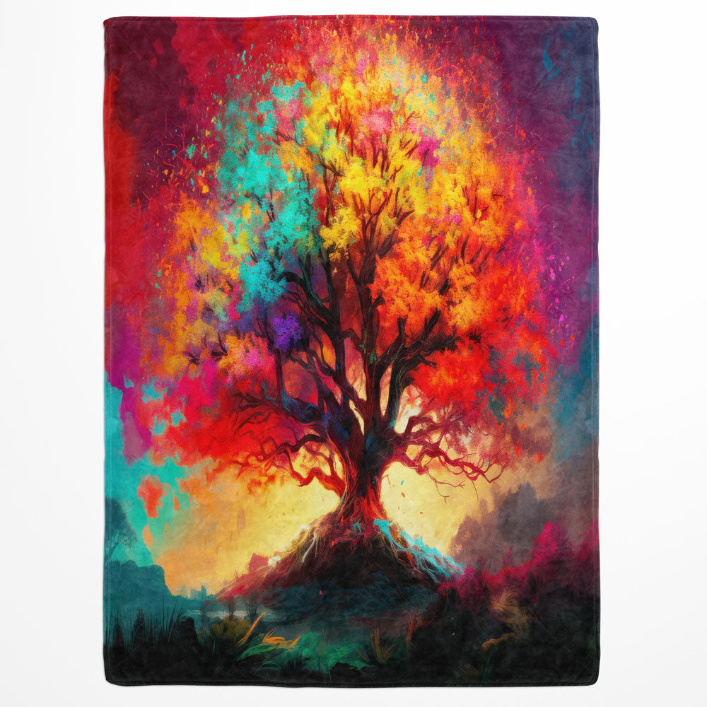 Plaid arbre de vie multicolore éclatant
