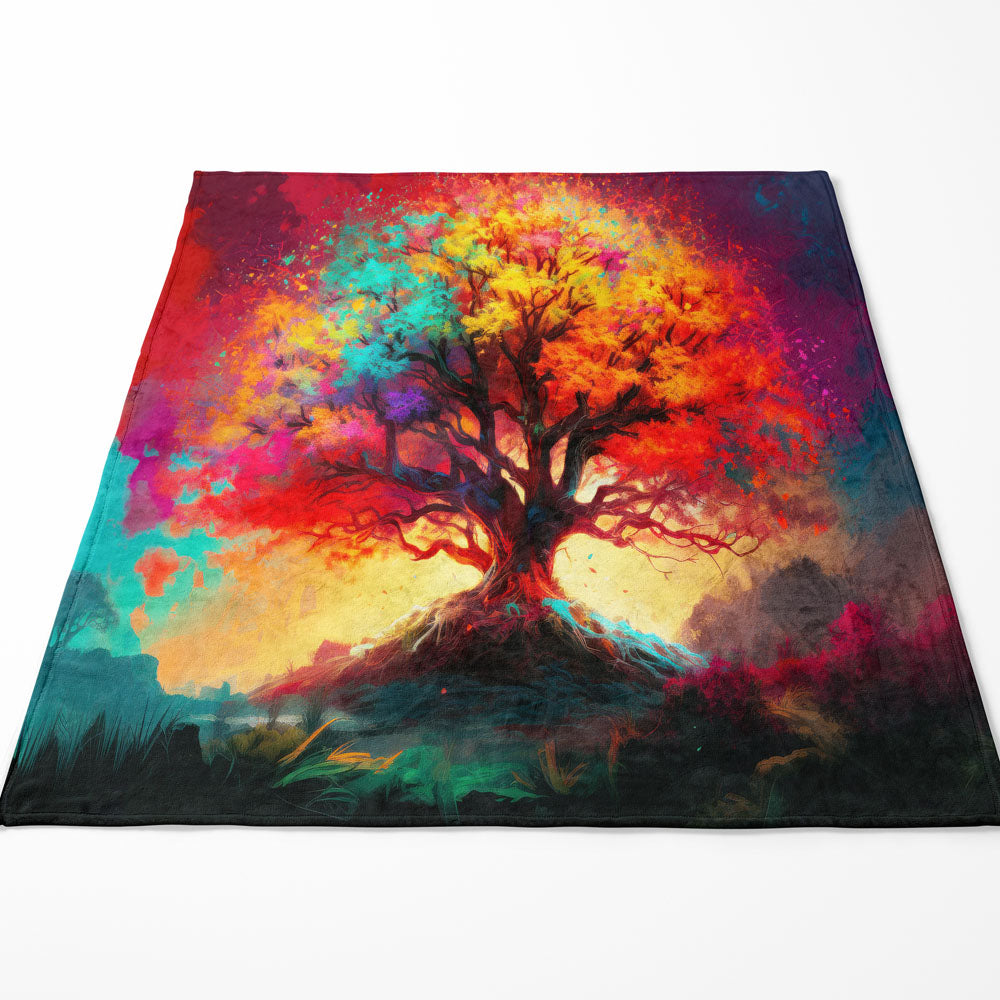 Plaid arbre de vie multicolore éclatant