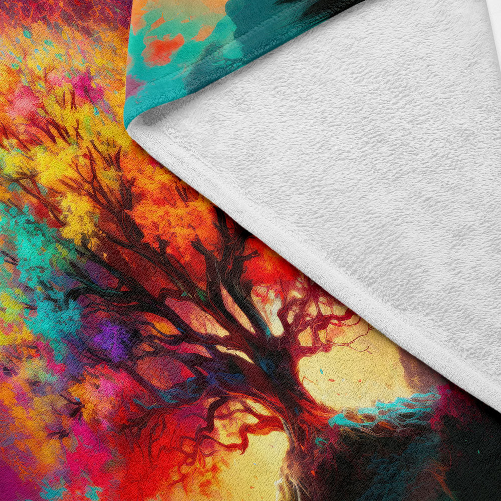 Plaid arbre de vie multicolore éclatant