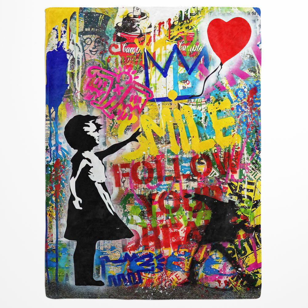 Plaid street art fille ballon rouge