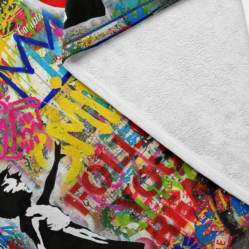 Plaid street art fille ballon rouge