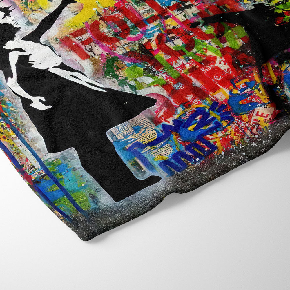 Plaid street art fille ballon rouge