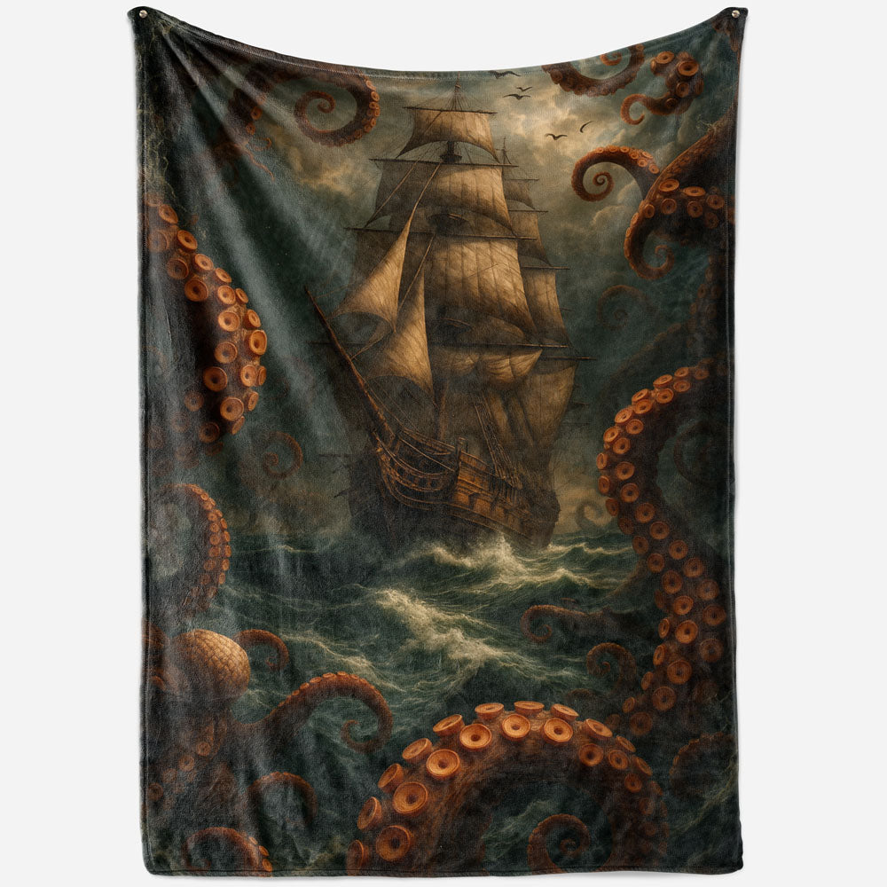 Plaid bateau océan kraken