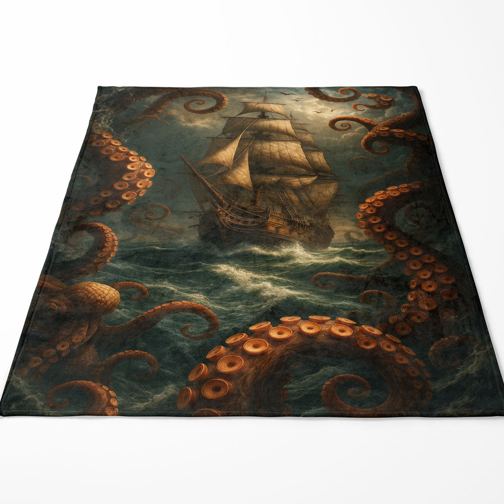 Plaid bateau océan kraken