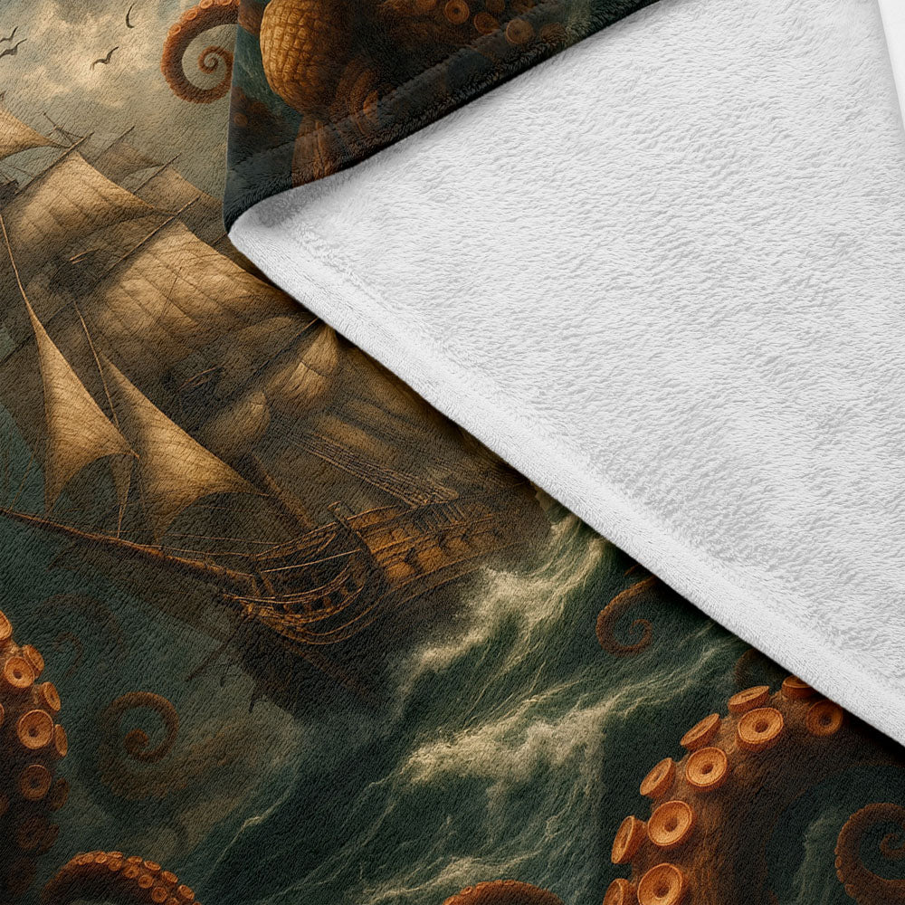 Plaid bateau océan kraken