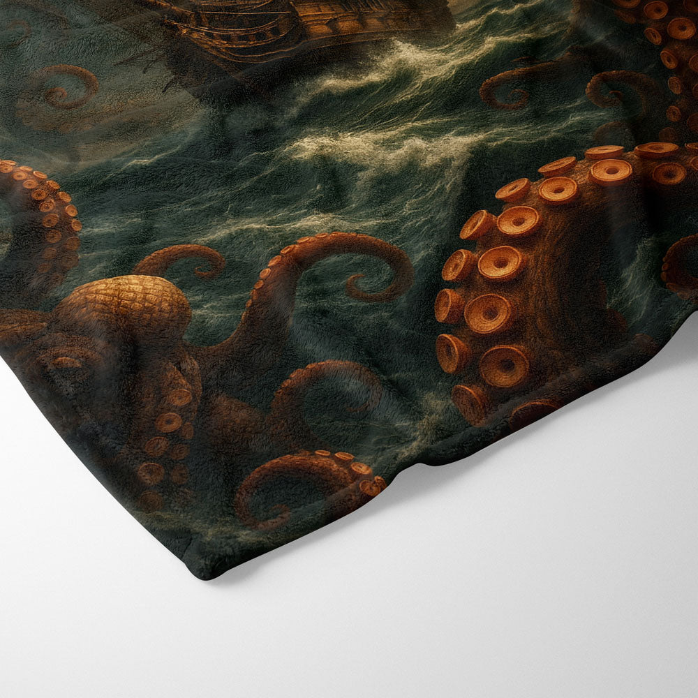 Plaid bateau océan kraken