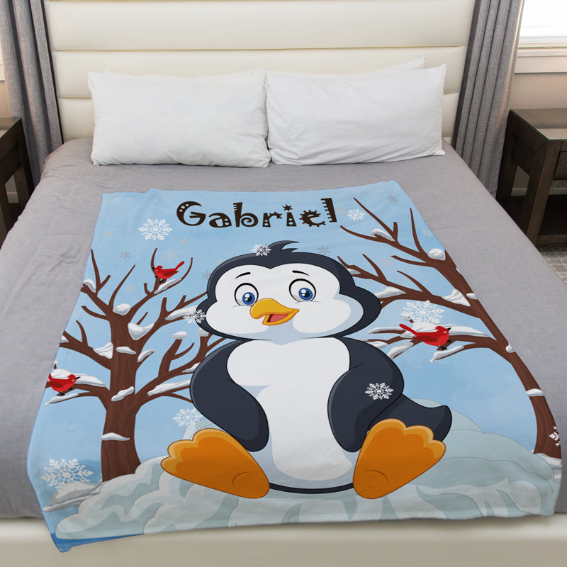 Plaid pingouin neige