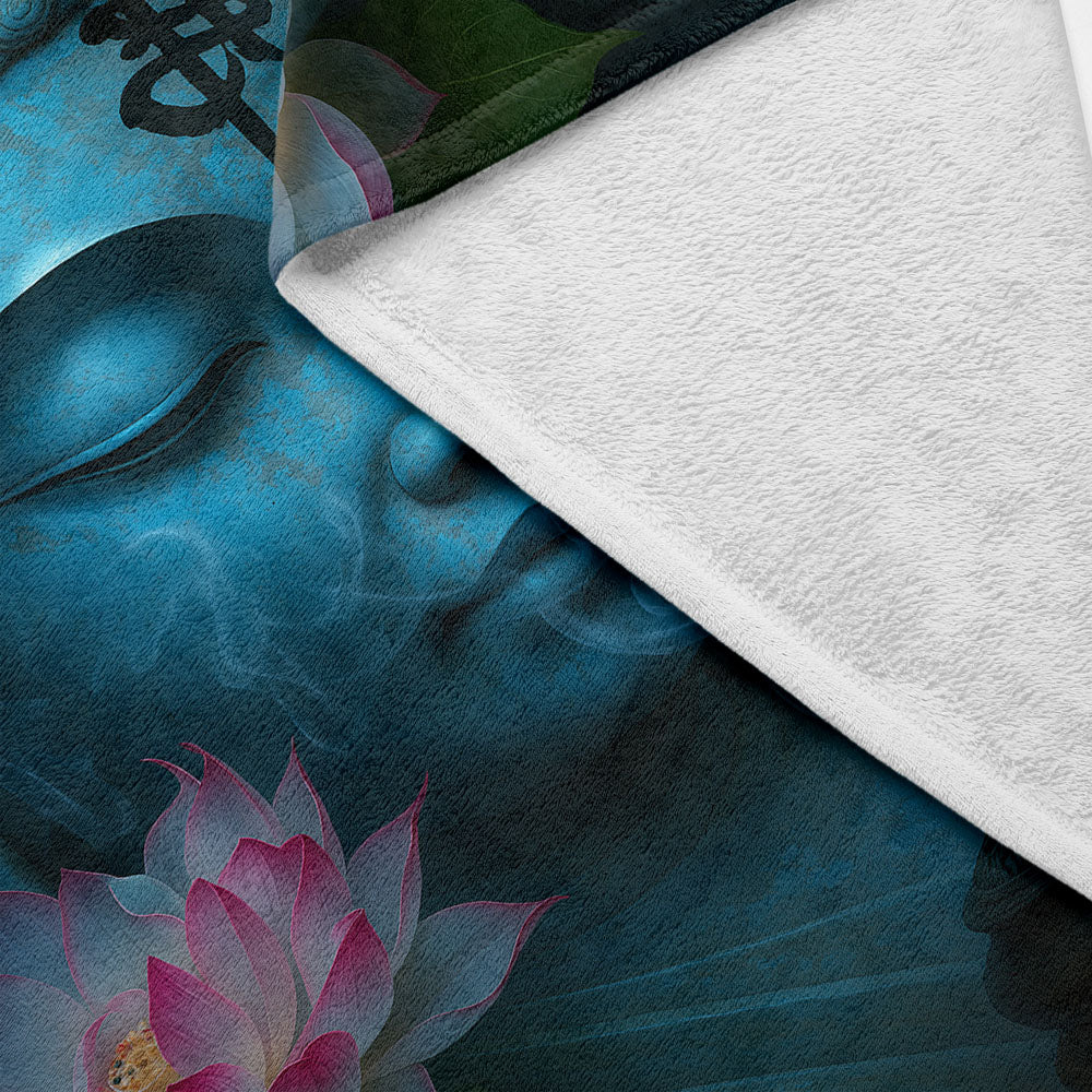 Plaid Bouddha bleu lotus zen