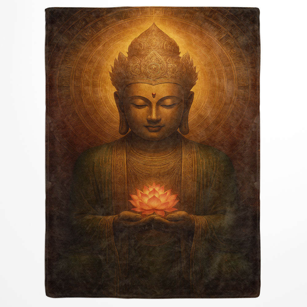 Plaid Bouddha méditation couronne dorée
