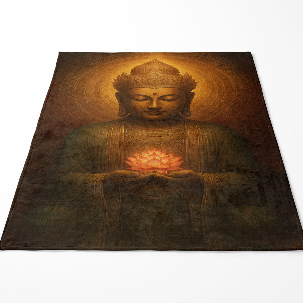 Plaid Bouddha méditation couronne dorée