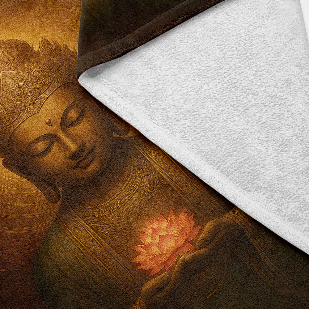 Plaid Bouddha méditation couronne dorée