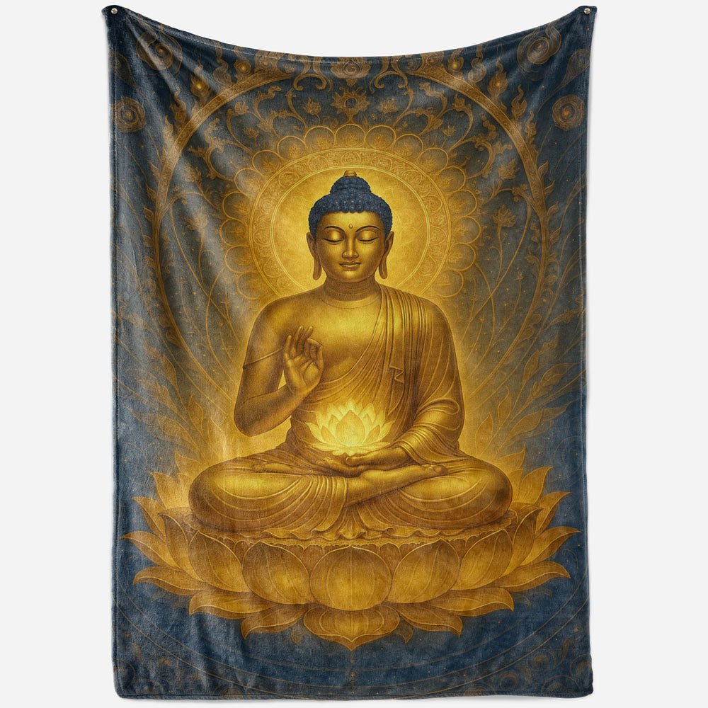 Plaid Bouddha mandala doré