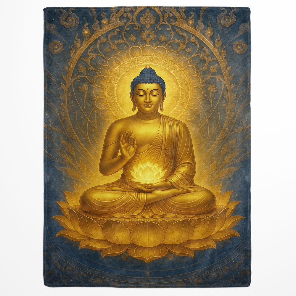 Plaid Bouddha mandala doré