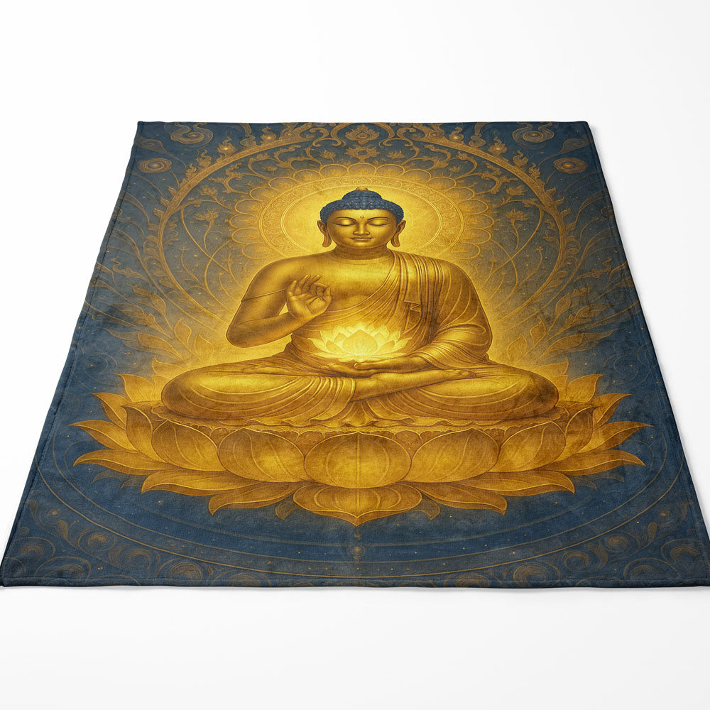 Plaid Bouddha mandala doré