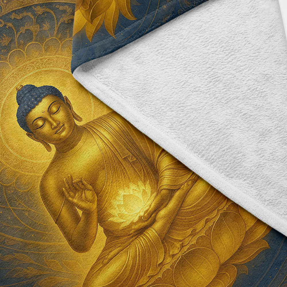 Plaid Bouddha mandala doré