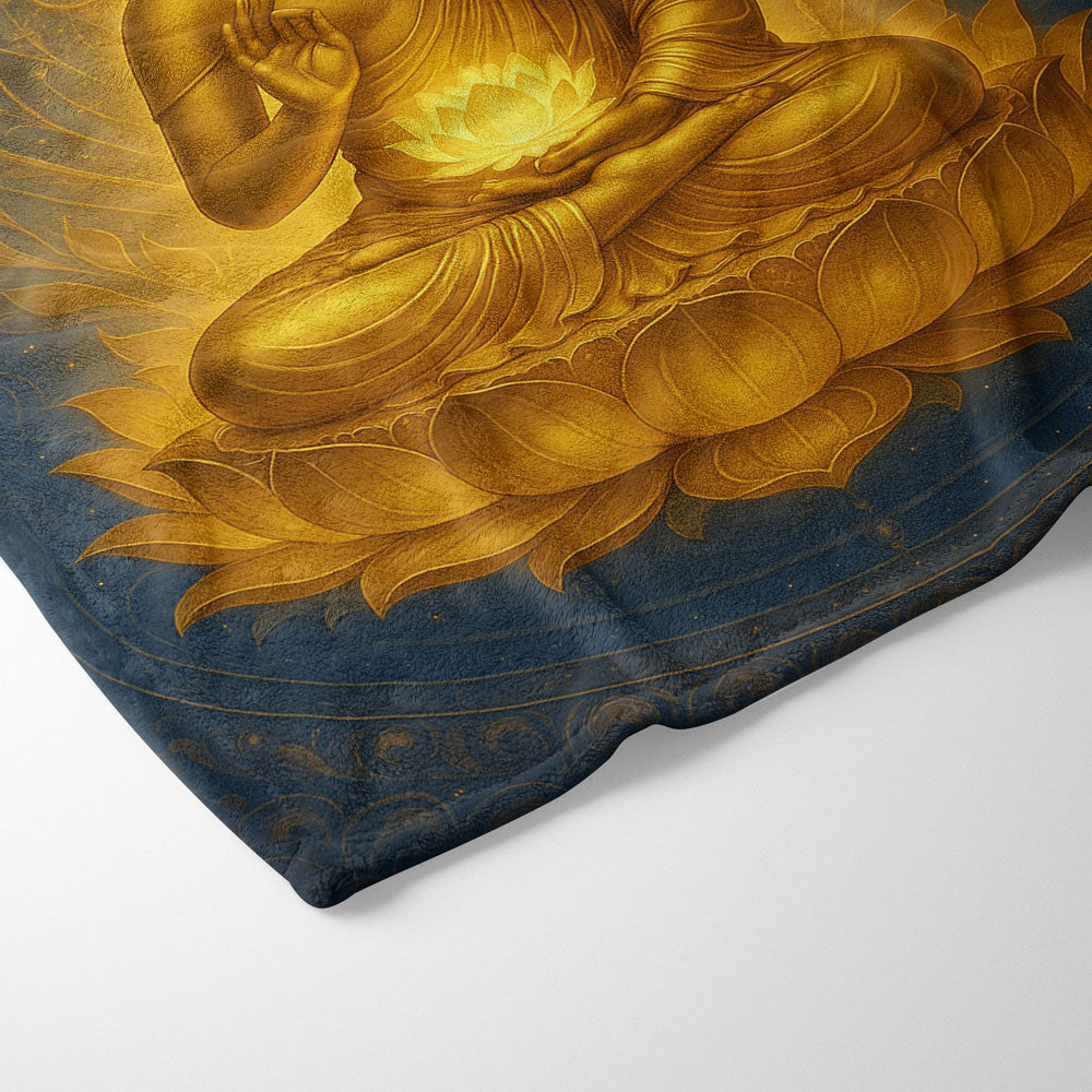 Plaid Bouddha mandala doré