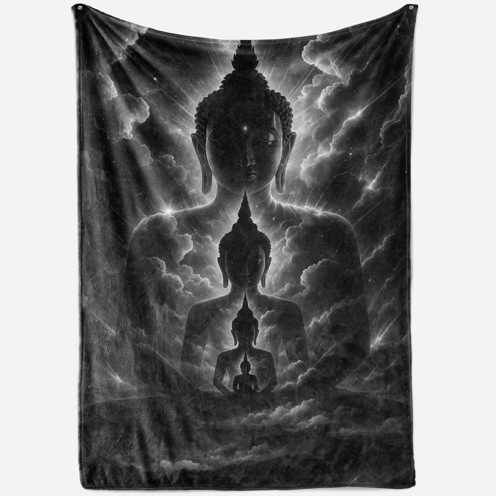 Plaid nuage Bouddha noir et blanc