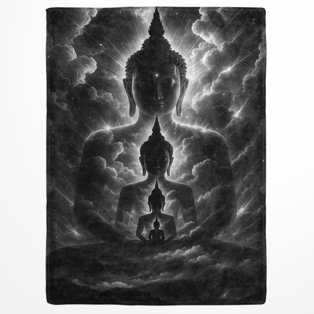 Plaid nuage Bouddha noir et blanc
