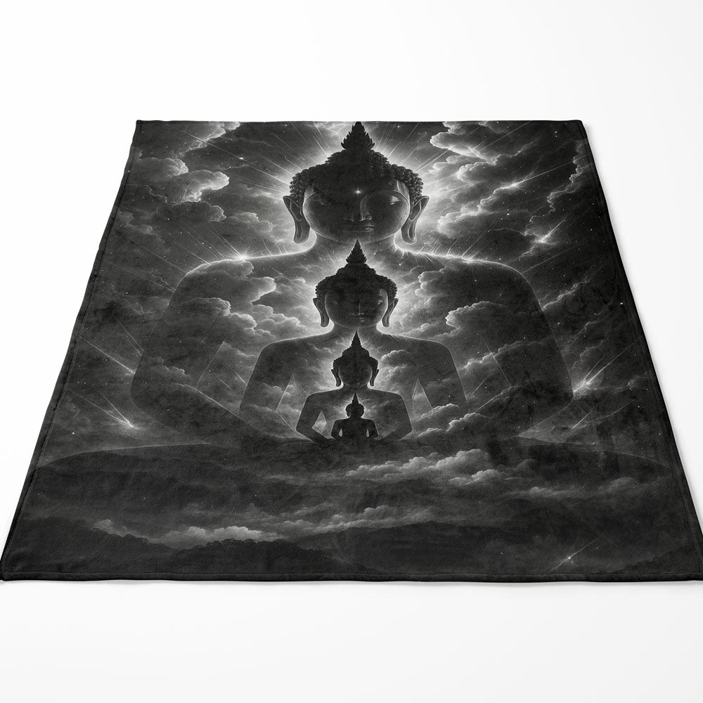 Plaid nuage Bouddha noir et blanc