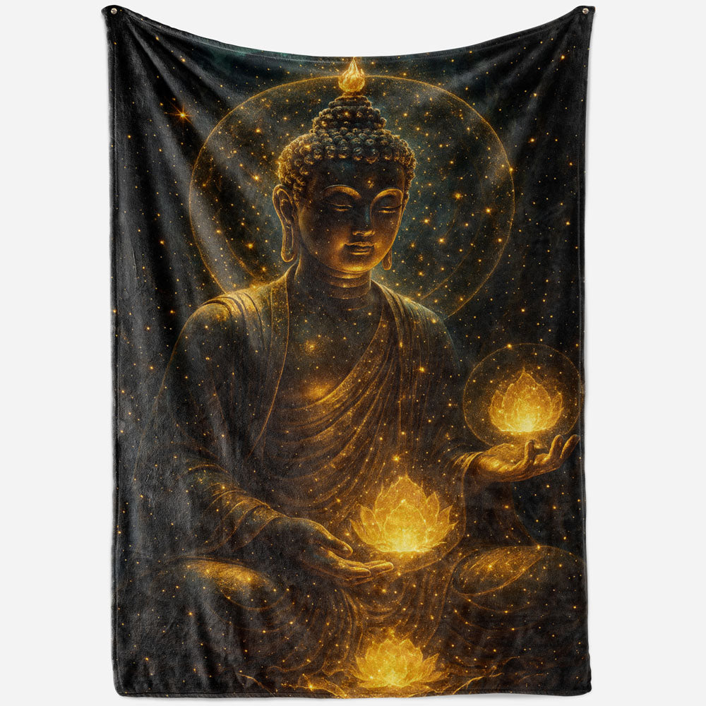 Plaid Bouddha éveil lotus doré