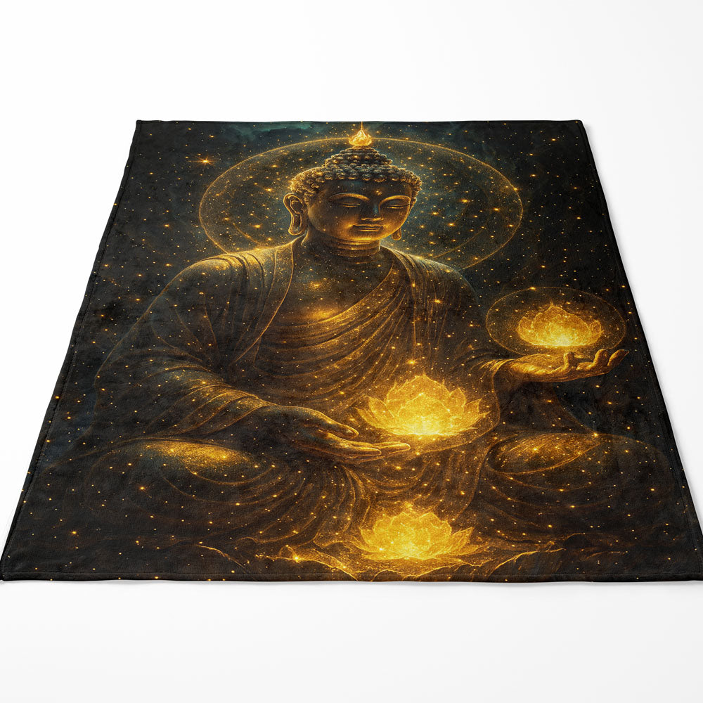Plaid Bouddha éveil lotus doré