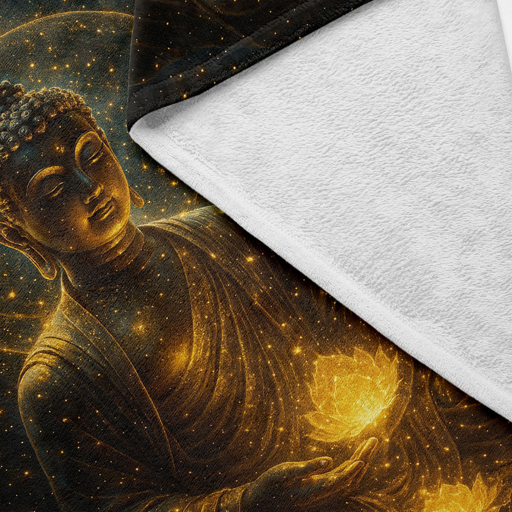 Plaid Bouddha éveil lotus doré