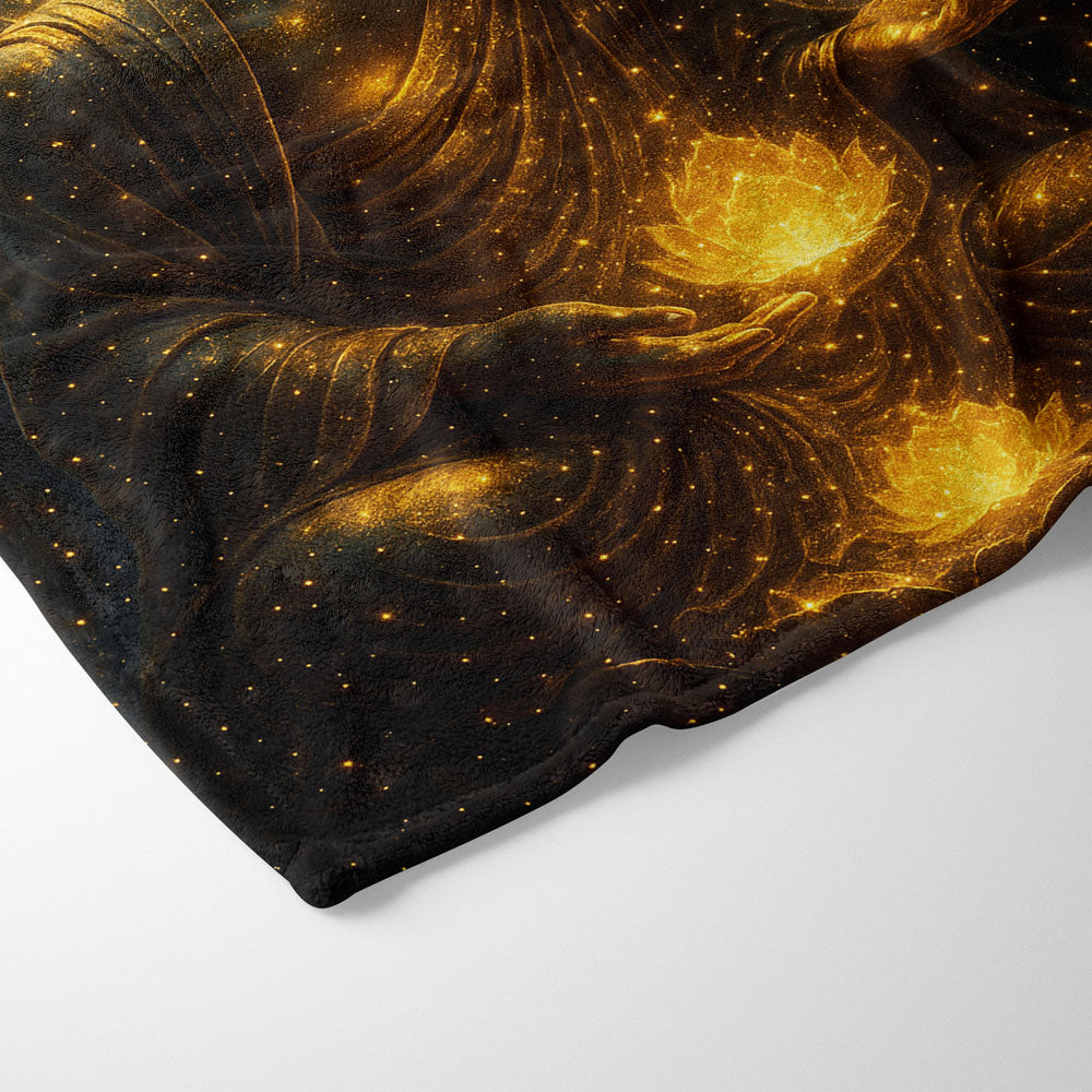 Plaid Bouddha éveil lotus doré