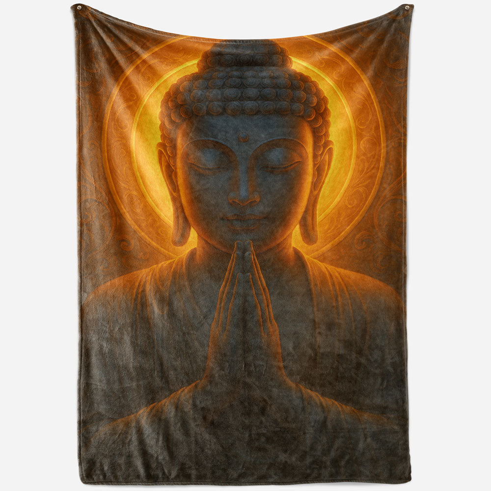 Plaid Bouddha halo doré prière