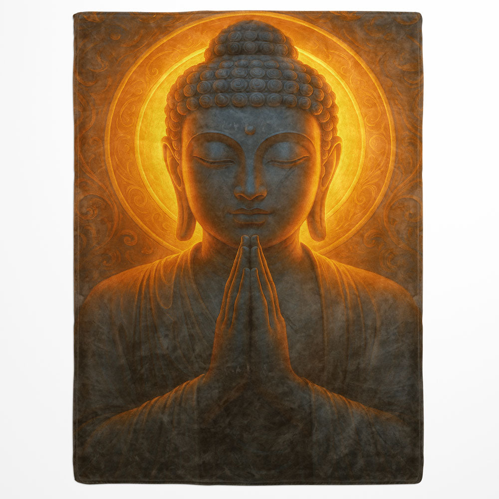 Plaid Bouddha halo doré prière