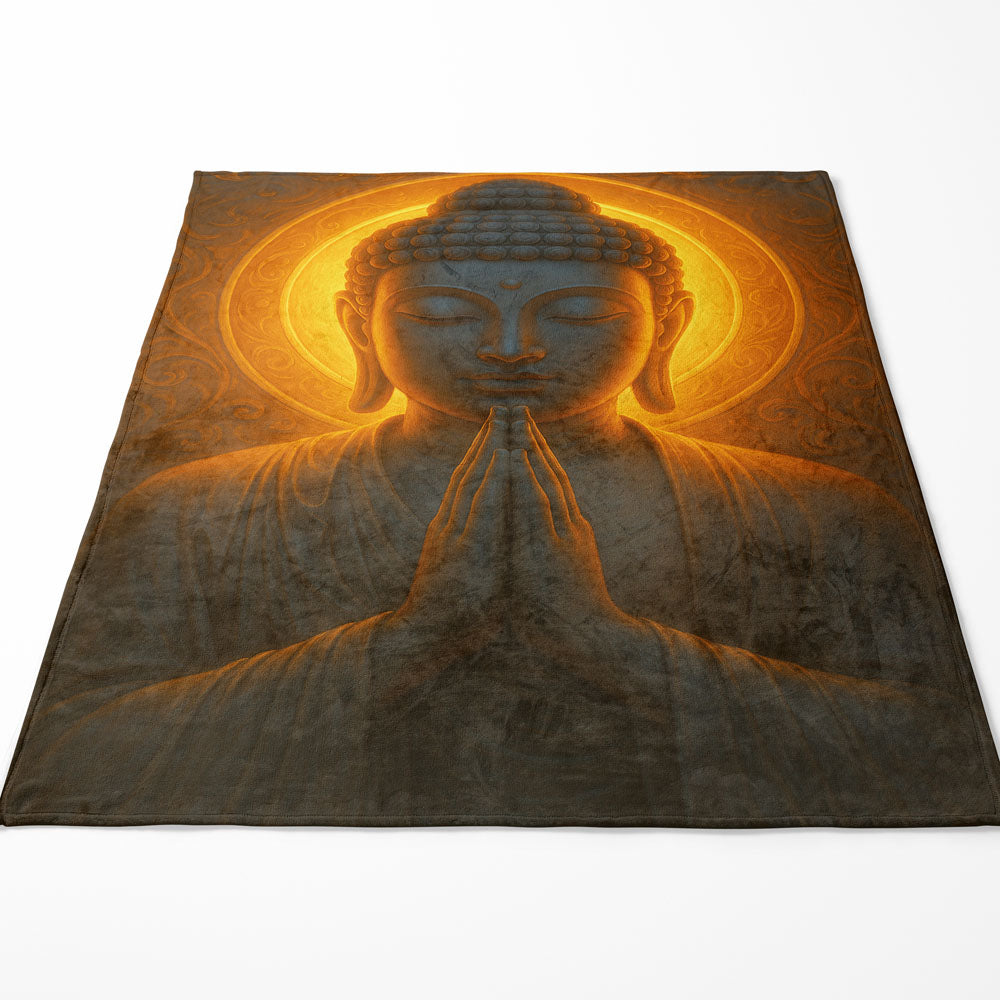 Plaid Bouddha halo doré prière