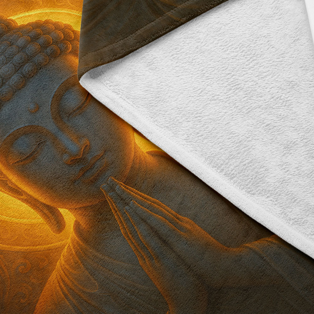 Plaid Bouddha halo doré prière