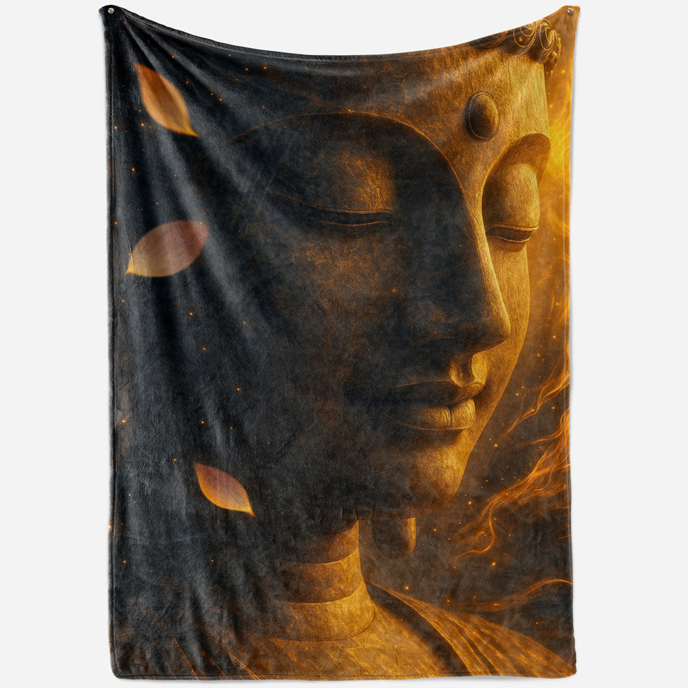 Plaid Bouddha pétales lotus doré
