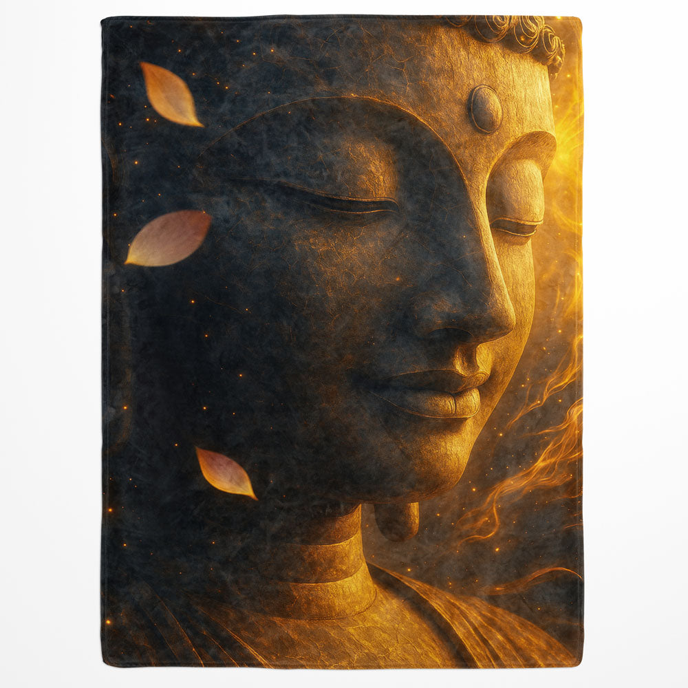Plaid Bouddha pétales lotus doré