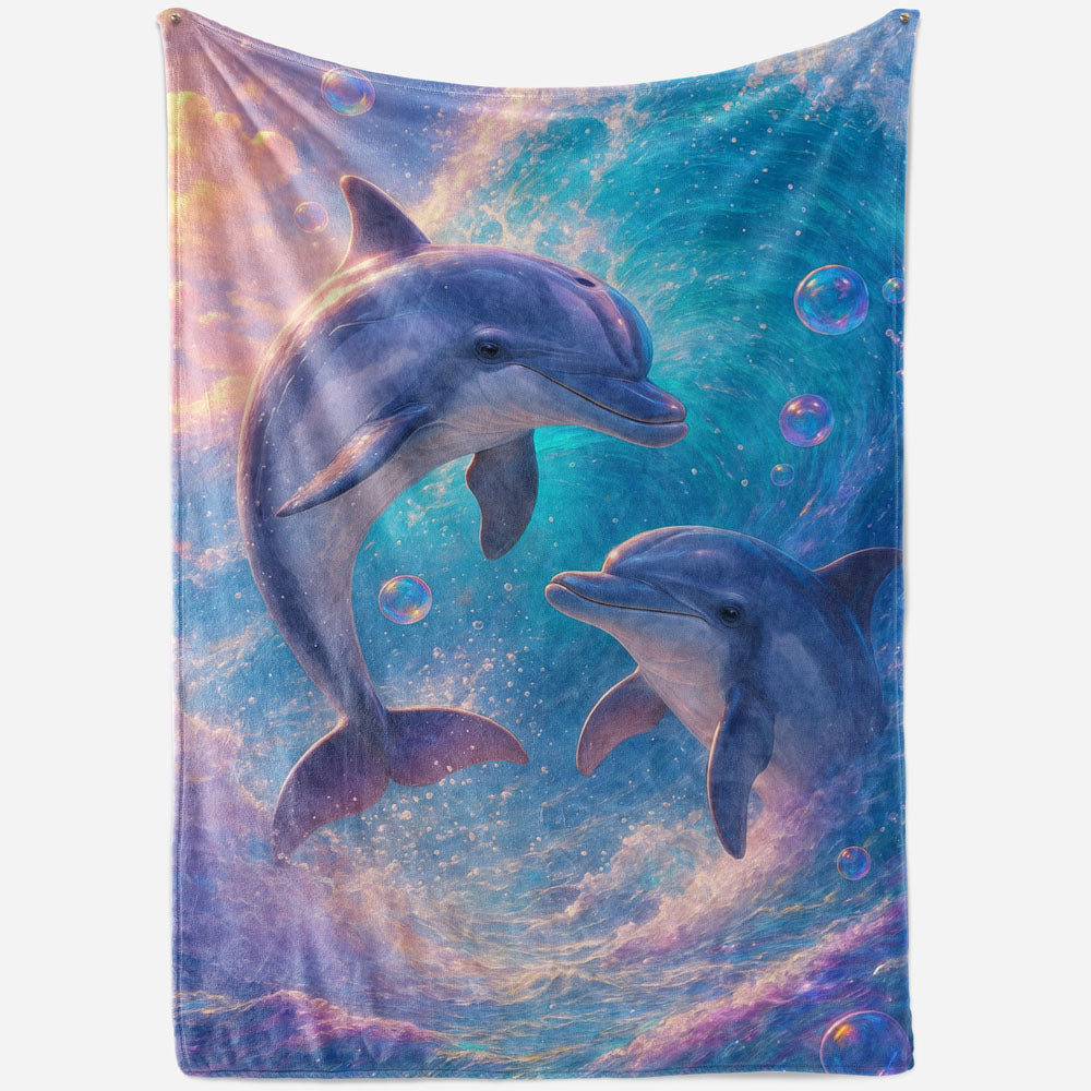 Plaid dauphins vagues océan