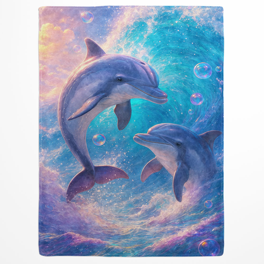 Plaid dauphins vagues océan
