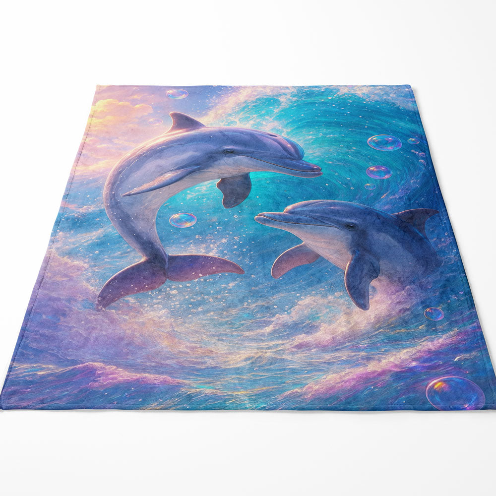 Plaid dauphins vagues océan