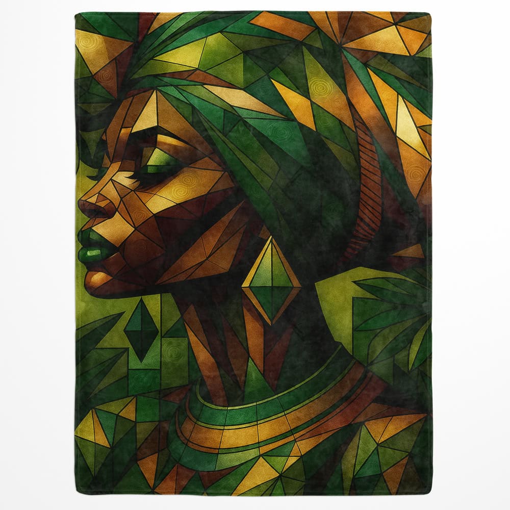 Plaid femme géométrique vert