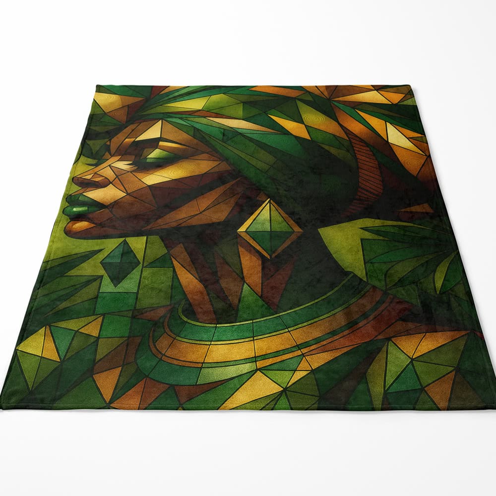 Plaid femme géométrique vert