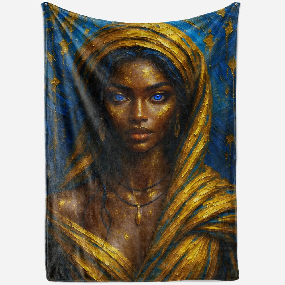 Plaid femme doré yeux bleus