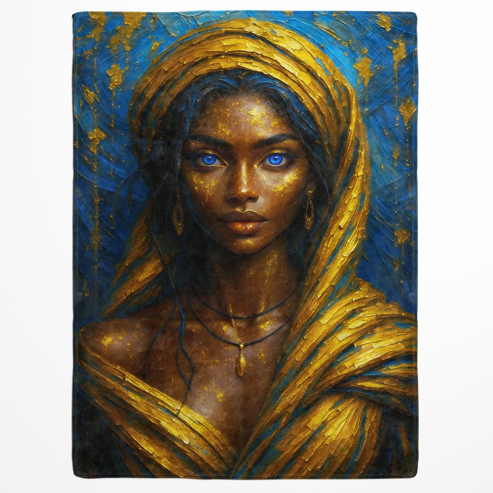 Plaid femme doré yeux bleus