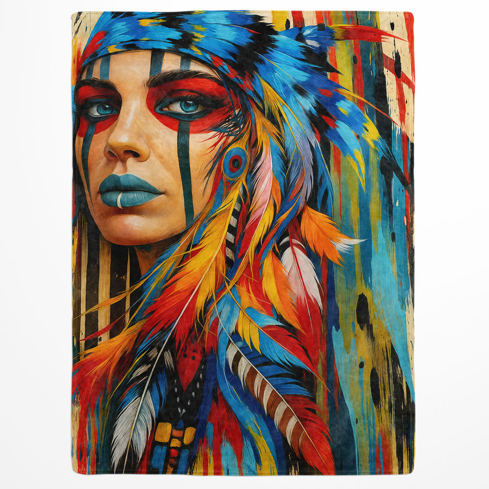 Plaid indienne plumes coloré
