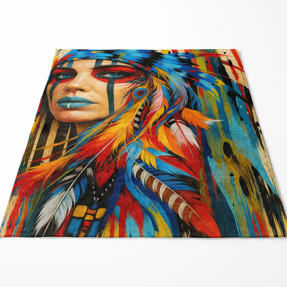 Plaid indienne plumes coloré