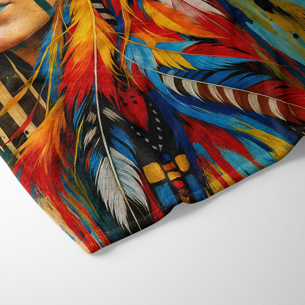 Plaid indienne plumes coloré