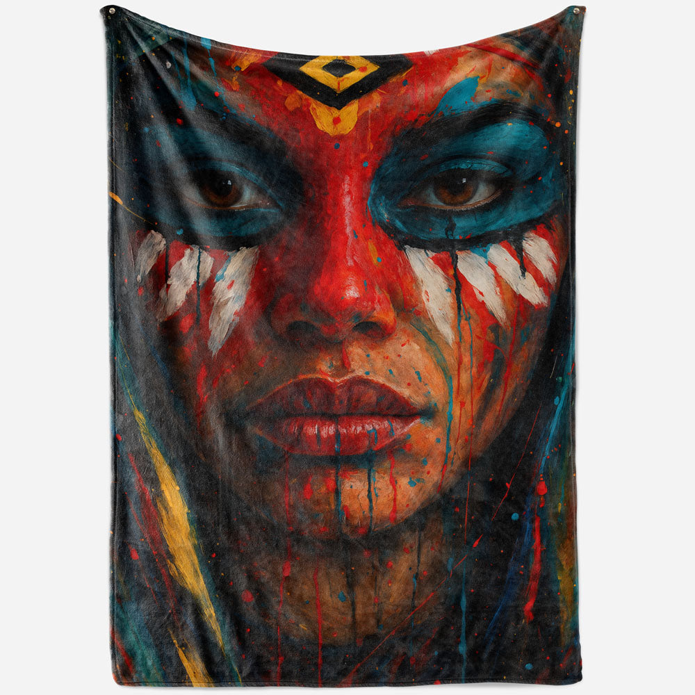 Plaid visage guerrière indienne