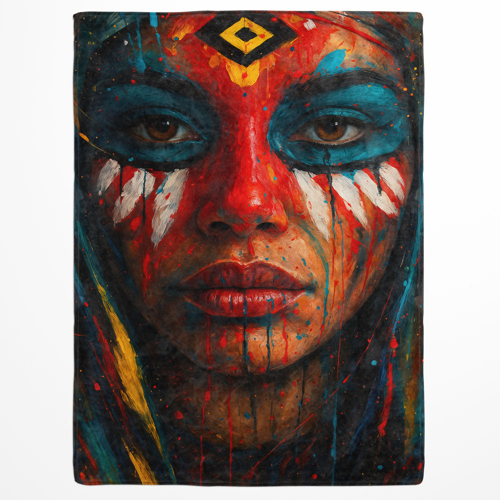 Plaid visage guerrière indienne
