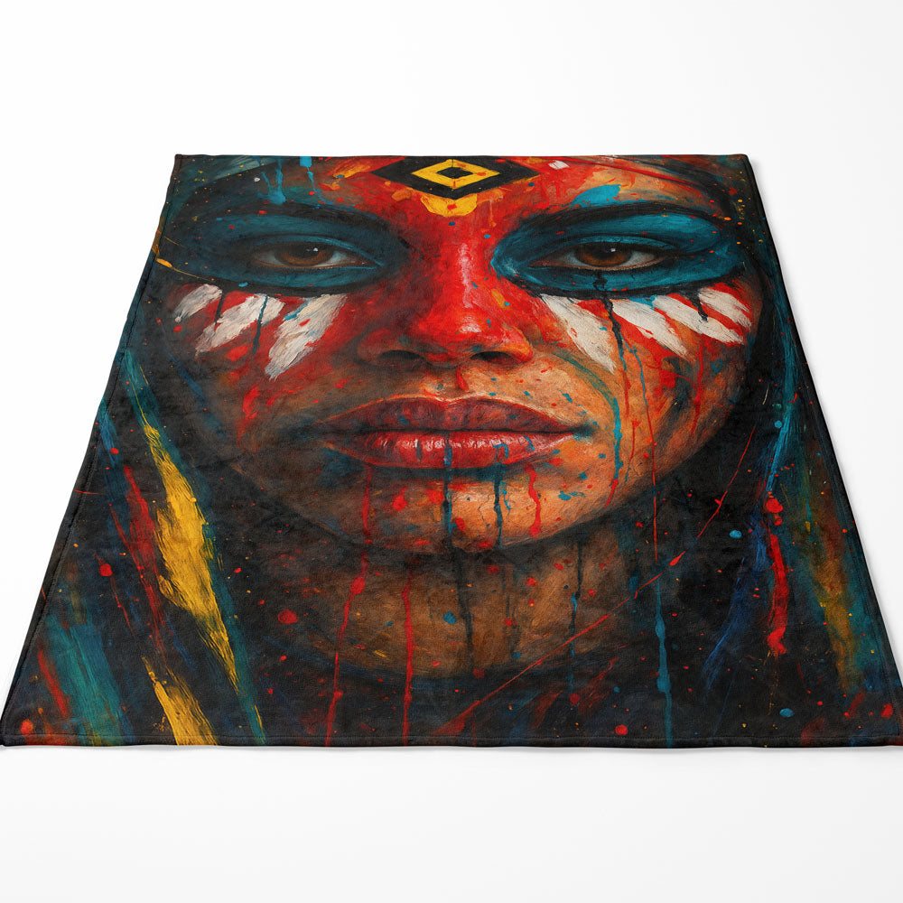 Plaid visage guerrière indienne