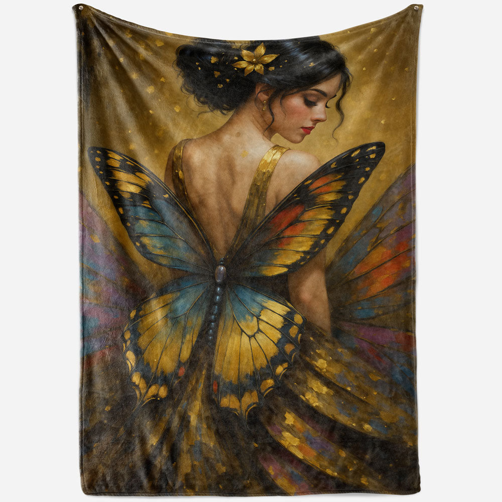 Plaid femme papillon doré féerique