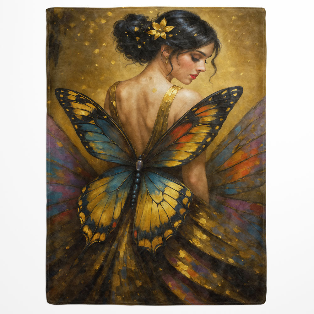 Plaid femme papillon doré féerique