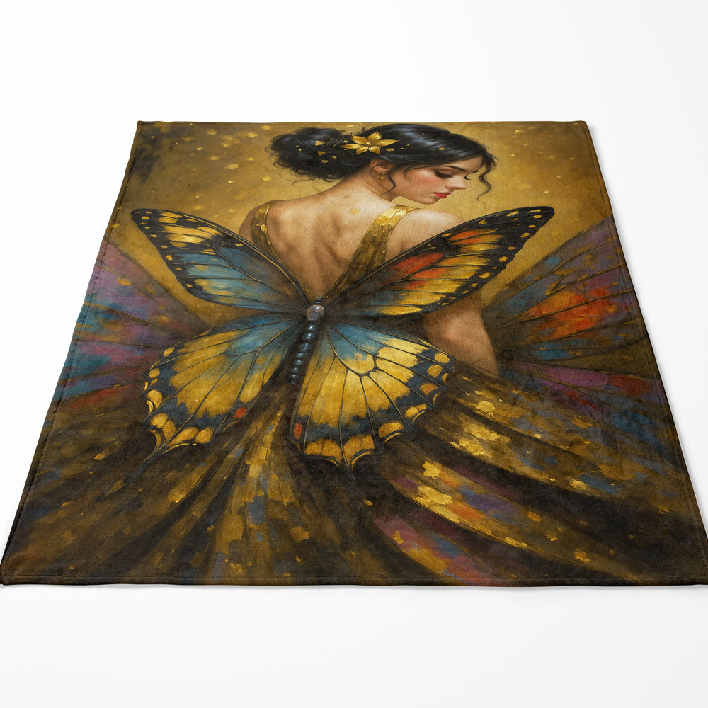 Plaid femme papillon doré féerique